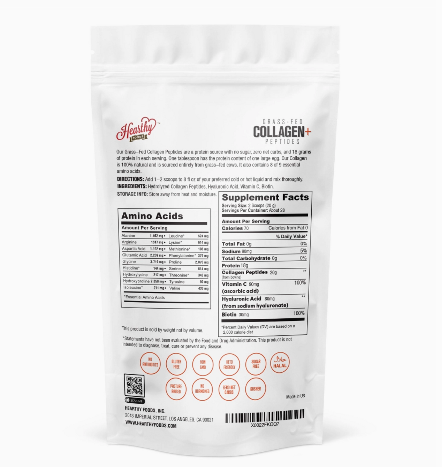 Collagen+ with Hydrolyzed Collagen Powder - Biotin - Hyaluronic Acid & Vitamin C