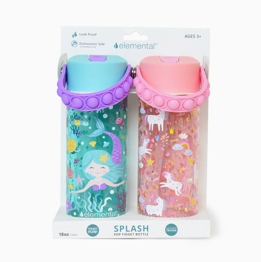 18oz Splash Pop Bottle Duo-Pack - Mermaid/Pink Unicorn