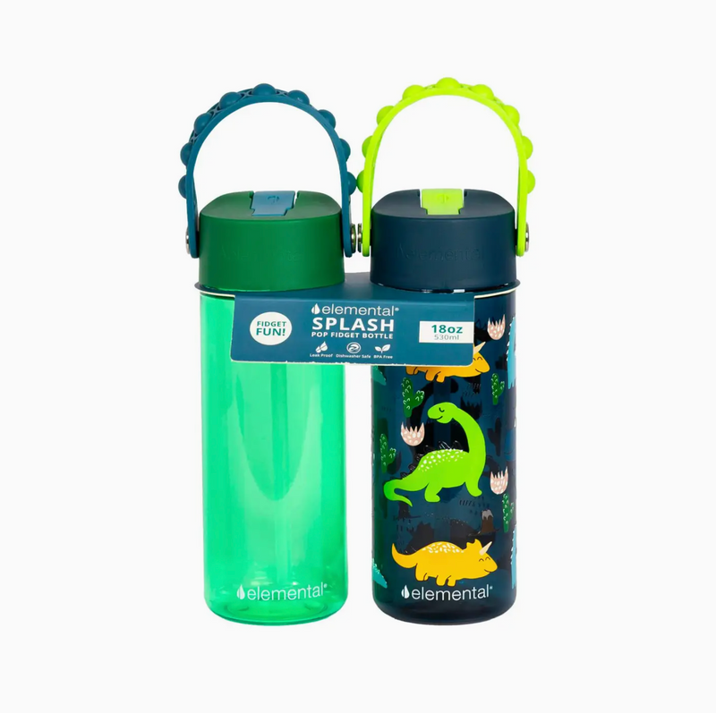18oz Splash Pop Bottle Duo-Pack -Dino/Green