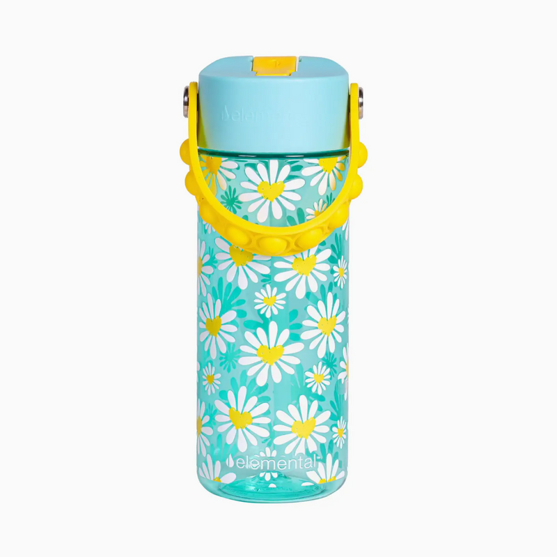 18oz Splash Pop Bottle -Daisy Heart Robin's Egg