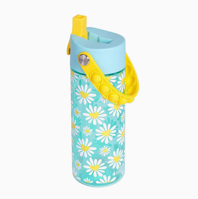 18oz Splash Pop Bottle -Daisy Heart Robin's Egg