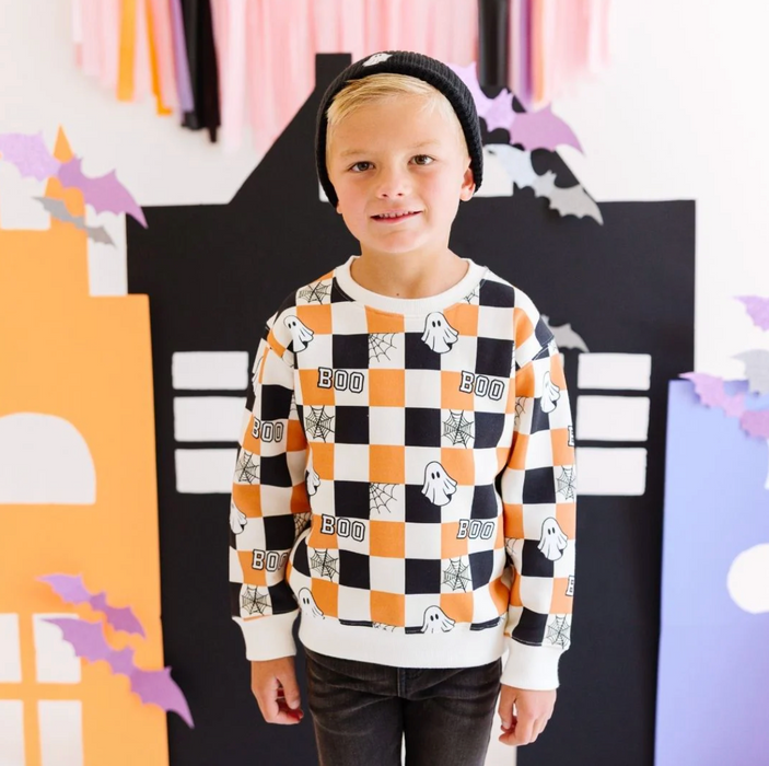 Boo Checkered Halloween Sweatshirt