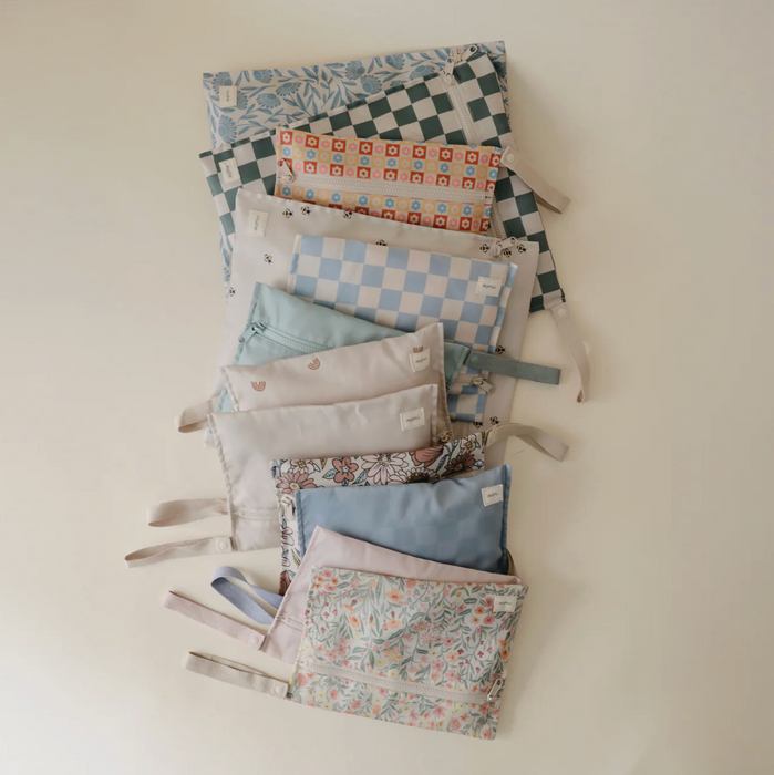 Water Resistant Wet Bag - Happy Flowers Check