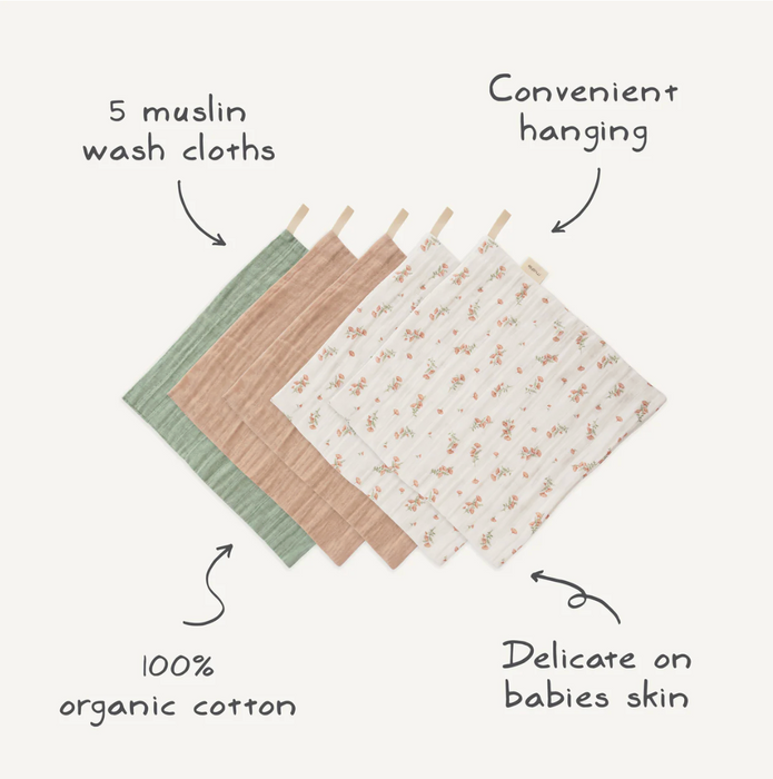 Muslin Cotton Washcloth - Blue Check Combo