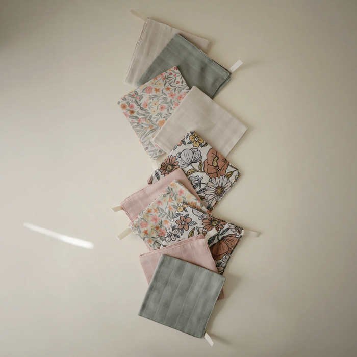 Muslin Cotton Washcloth - Blue Check Combo