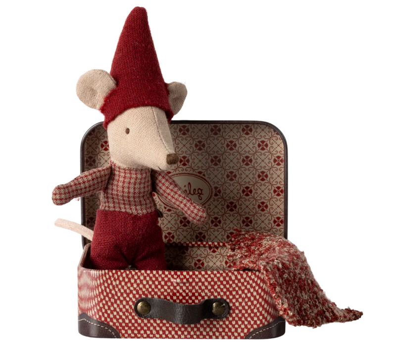 Christmas Mouse, Baby in Suitcase