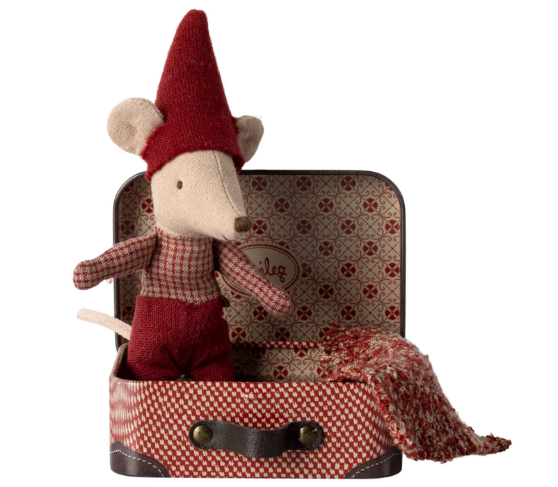 Christmas Mouse, Baby in Suitcase