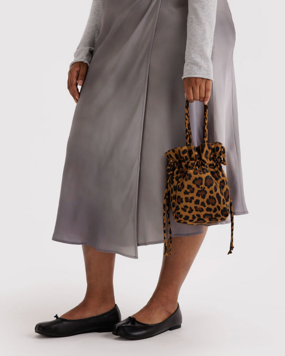 Nylon Drawstring Bag - Leopard