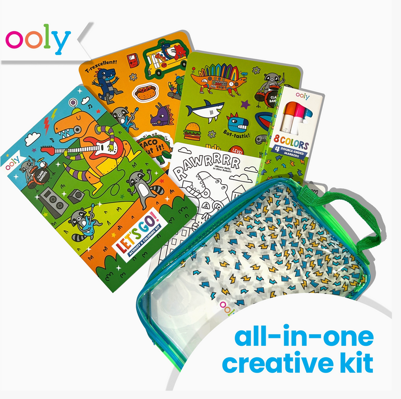 Let's Go!: Activity & Coloring Kit - Robo Dinos