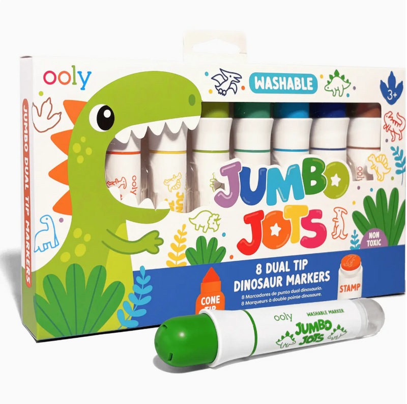 Jumbo Jots Dual Tip Dinosaur Stamp Markers - Set of 8