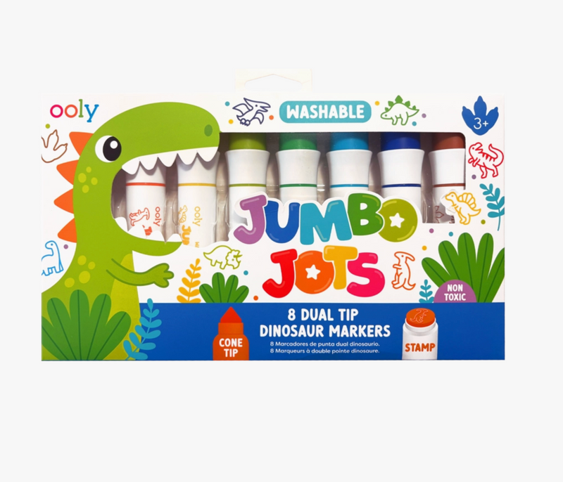 Jumbo Jots Dual Tip Dinosaur Stamp Markers - Set of 8