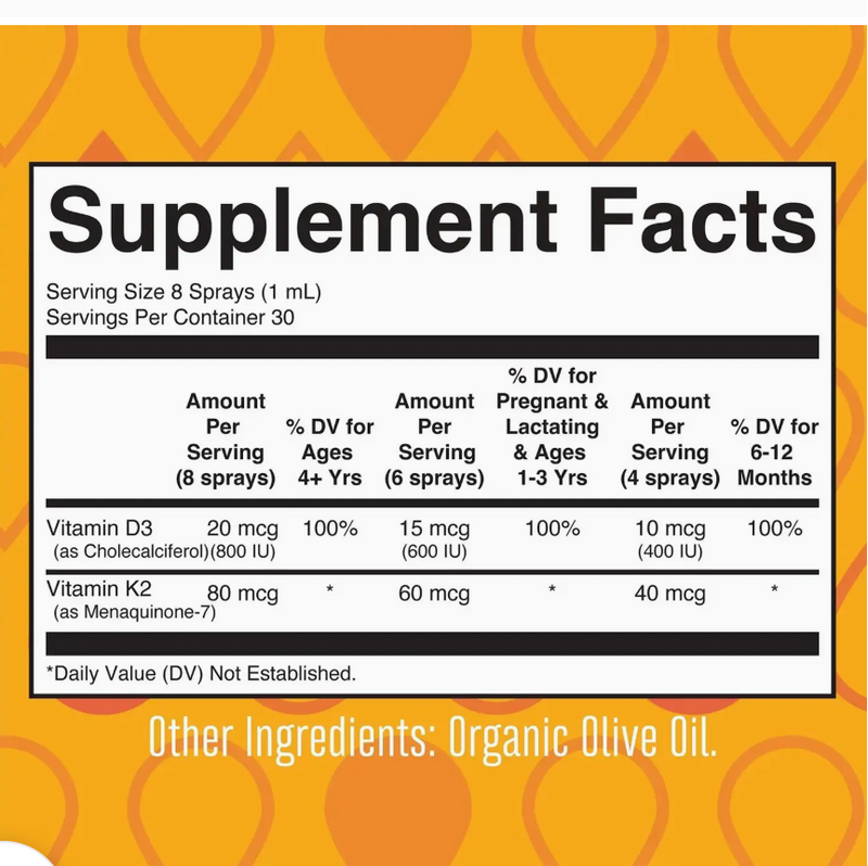 Mary Ruth Organic Vitamin D3 + K2 액상스프레이