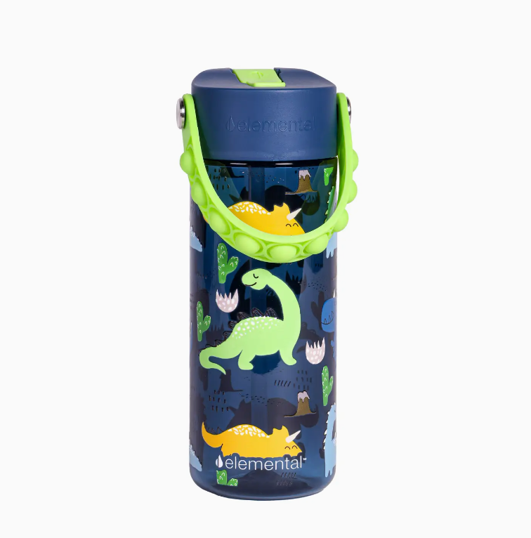 18oz Splash Pop Bottle -Navy Dino