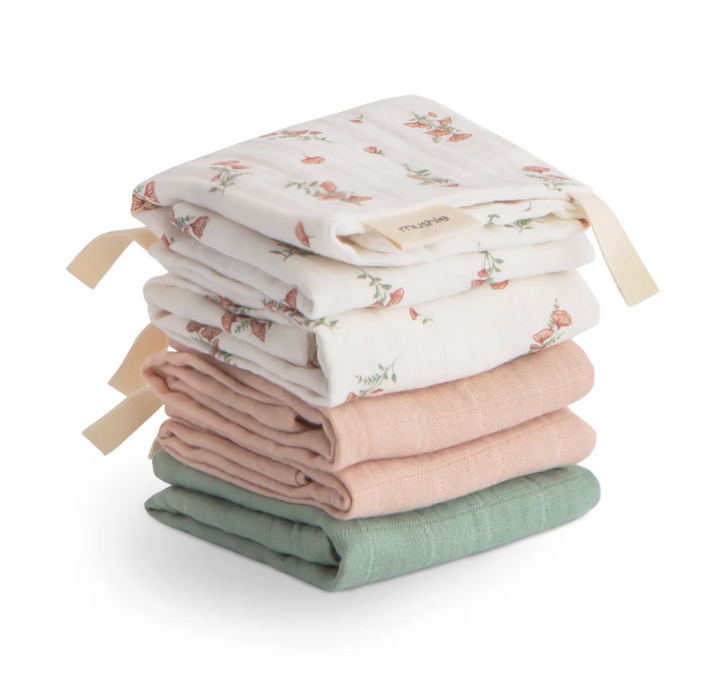 Muslin Cotton Washcloth - Pink Flowers Combo