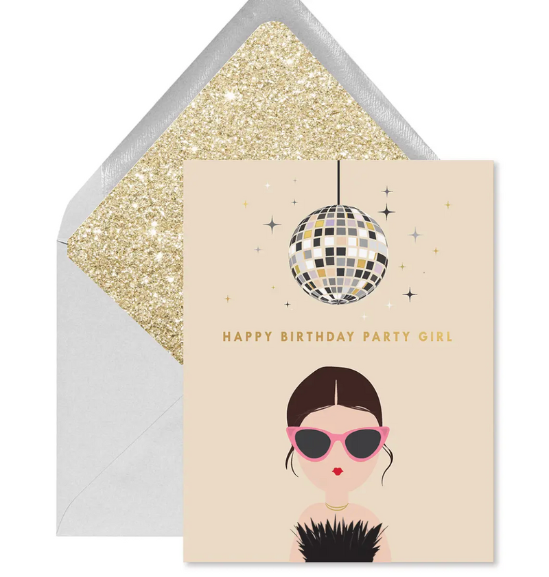 Disco Party Girl Birthday Greeting Card