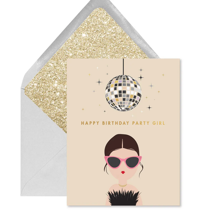 Disco Party Girl Birthday Greeting Card