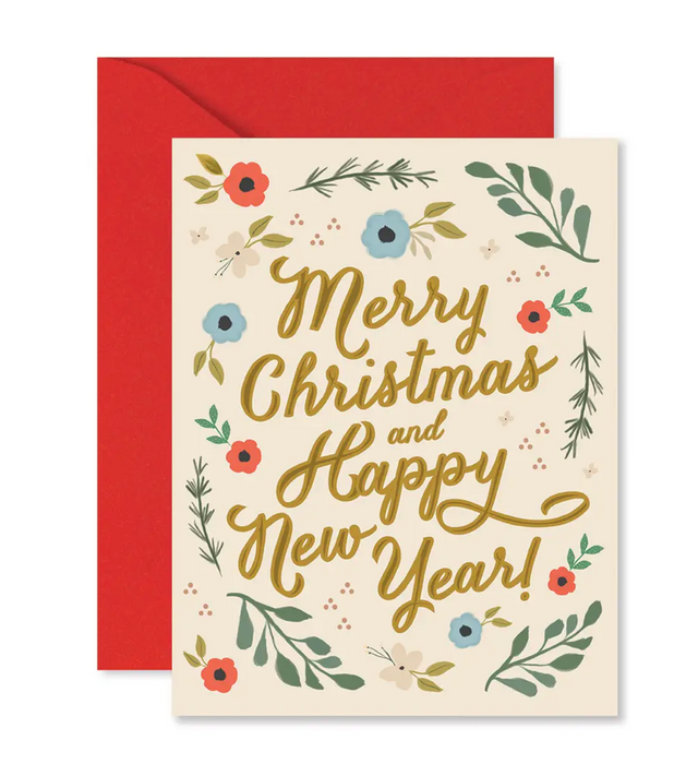 Merry Christmas Floral Greeting Card