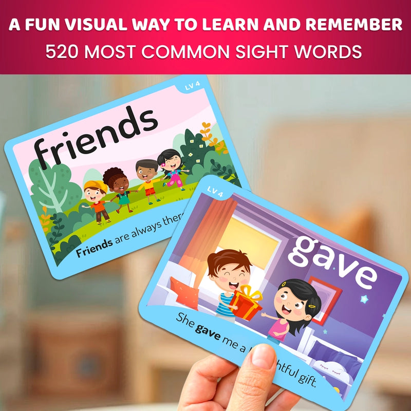 Sight Words Flash Cards w/ Images & Sentences