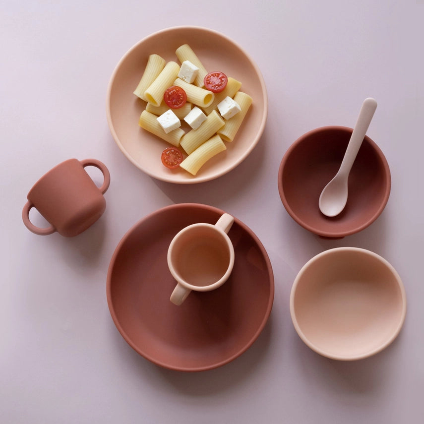 Silicone Suction Plate Set - Blush / Terracotta