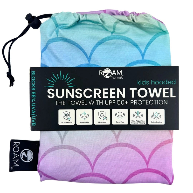 Kids UPF50 Hooded Sunscreen Towel (Mermaid Scale)
