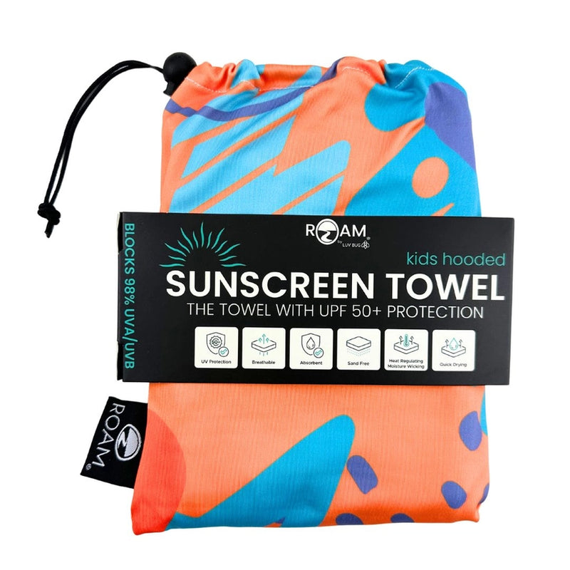 Kids UPF50 Hooded Sunscreen Towel (Orange Graffitti)