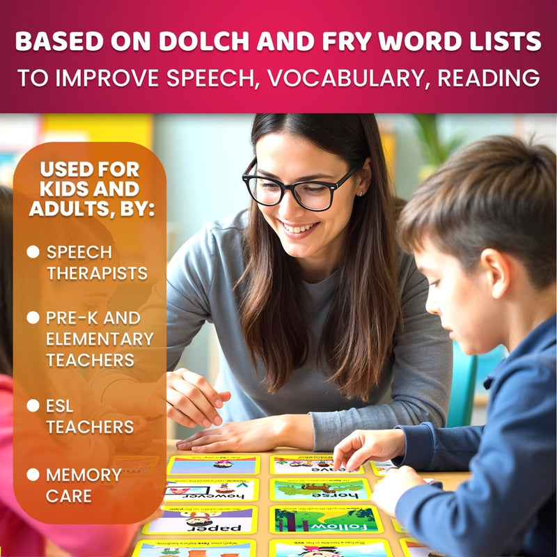 Sight Words Flash Cards w/ Images & Sentences