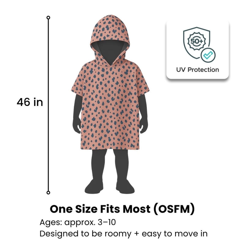 Kids Hooded Upf50+ Poncho (Cotten Candy Cheetah)
