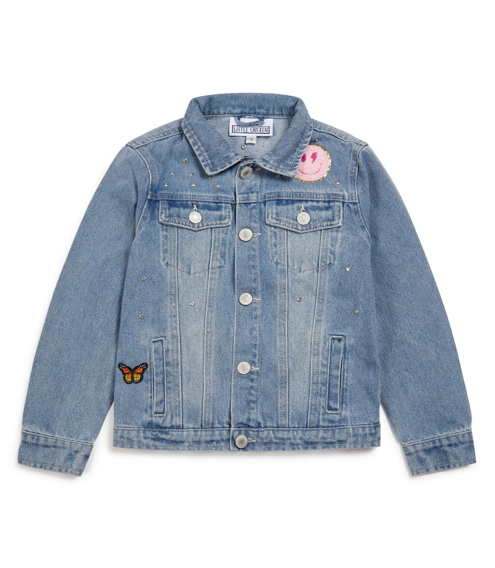 Jeweled Girls' Denim Patched Jacket