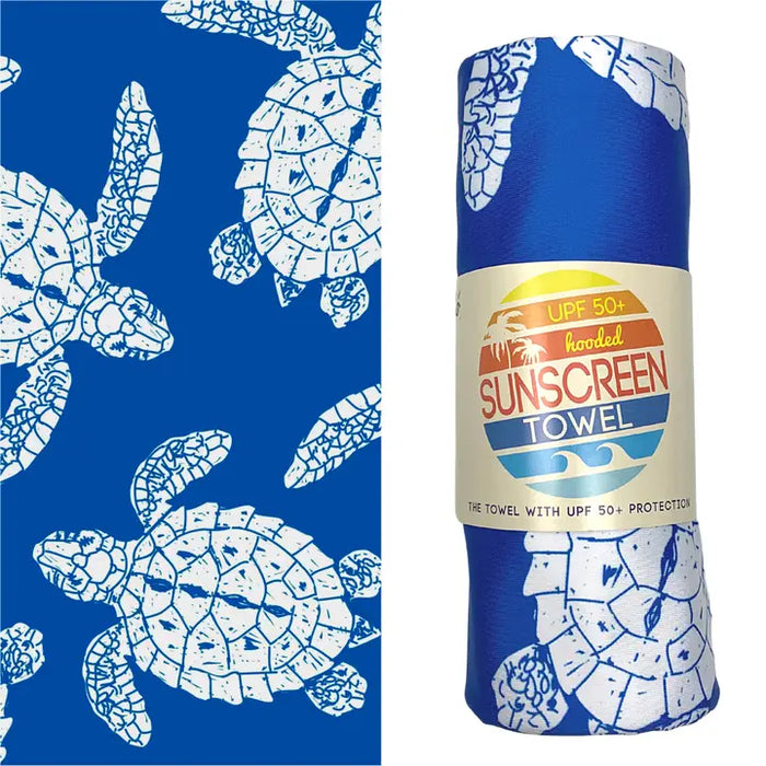 Kids UPF50 Hooded Sunscreen Towel (Sea Turtles)