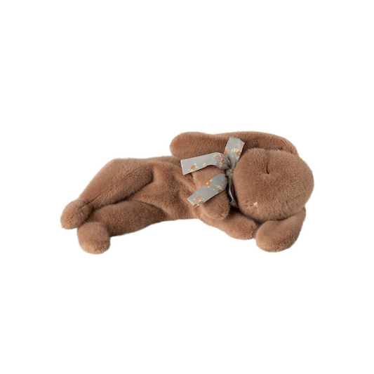 Sleeping bunny plush, Small - Soft brown