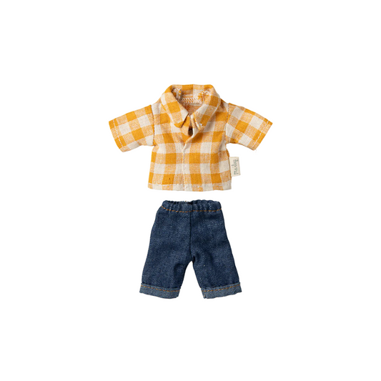 Yellow checked shirt and pants, Dad mouse