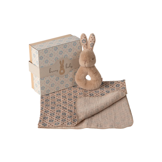 Rabbit rattle set - Cream peach