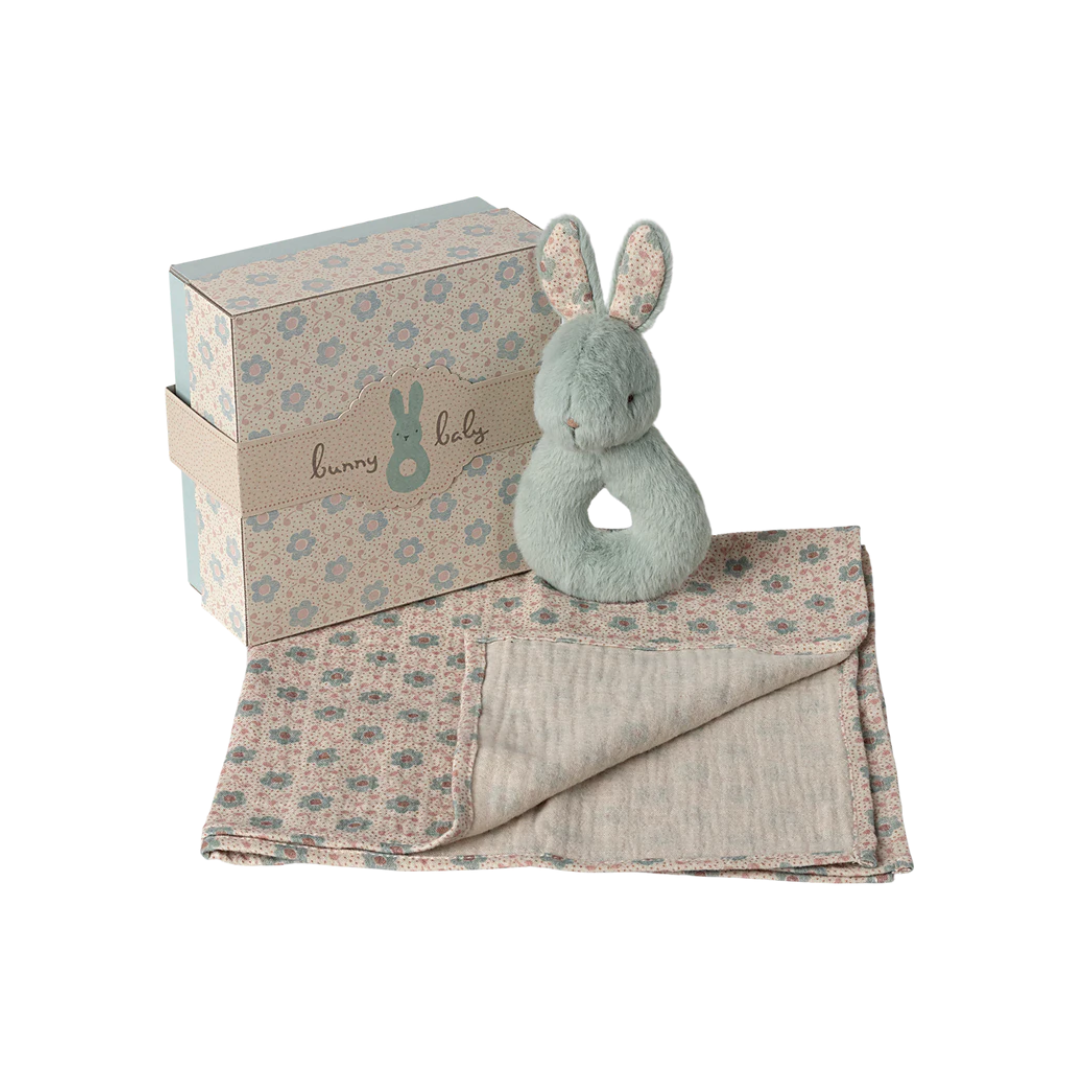 Rabbit rattle set - Mint