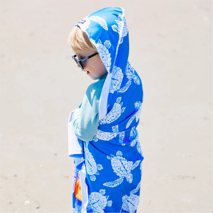 Kids UPF50 Hooded Sunscreen Towel (Sea Turtles)