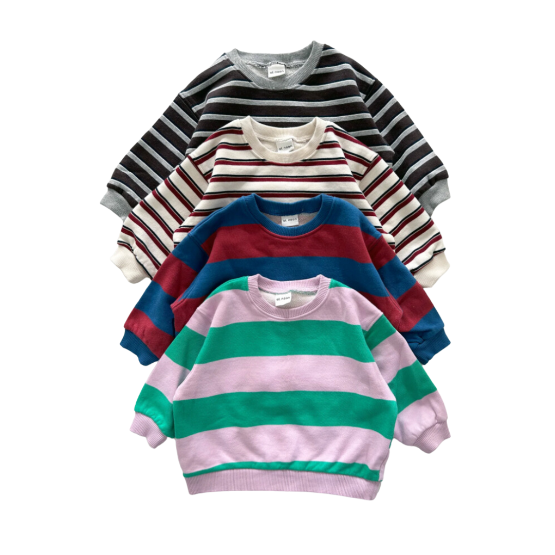 French Terry Cotton Stripe Sweatshirt (3 Colors)