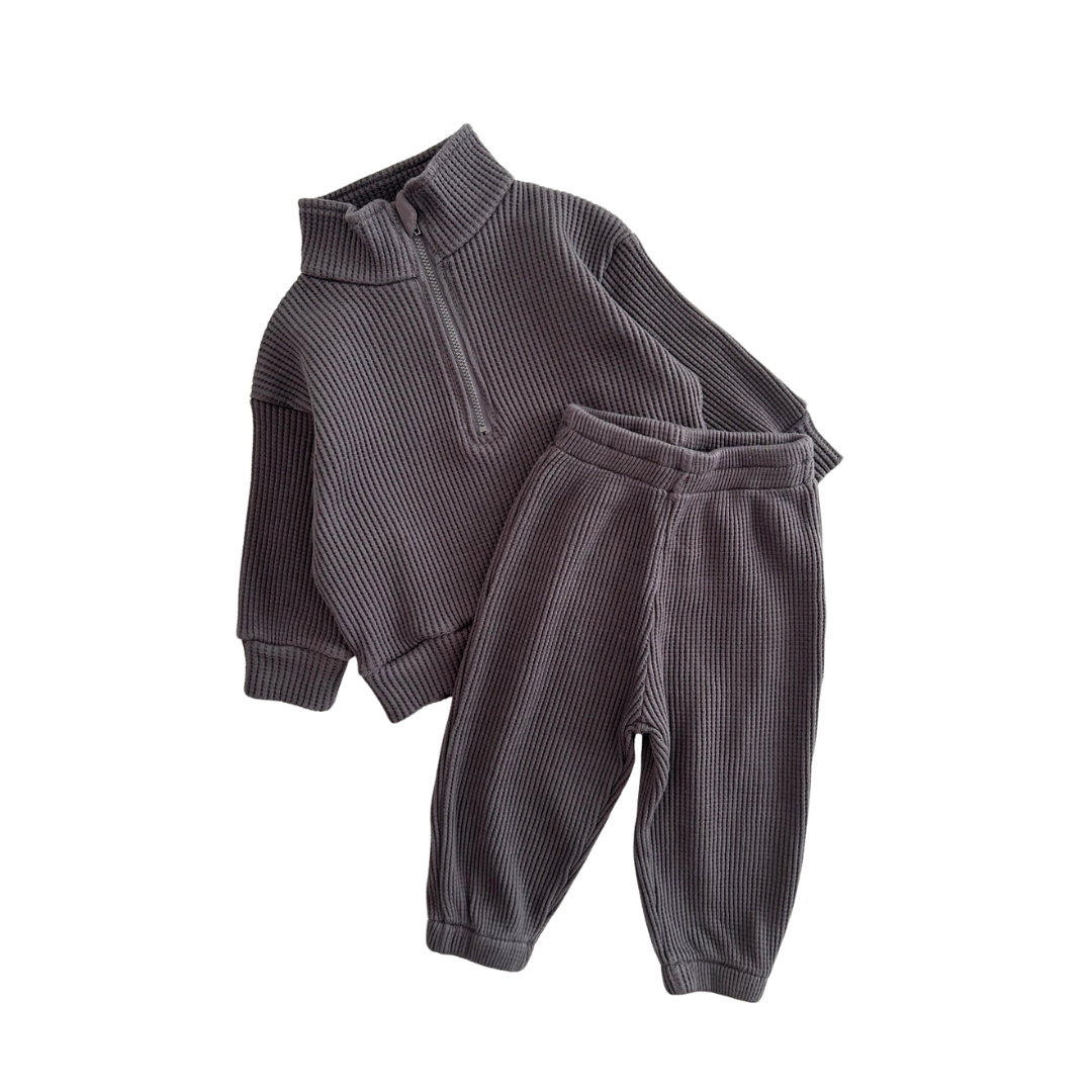 Half-Zip Waffle Top and Jogger Set