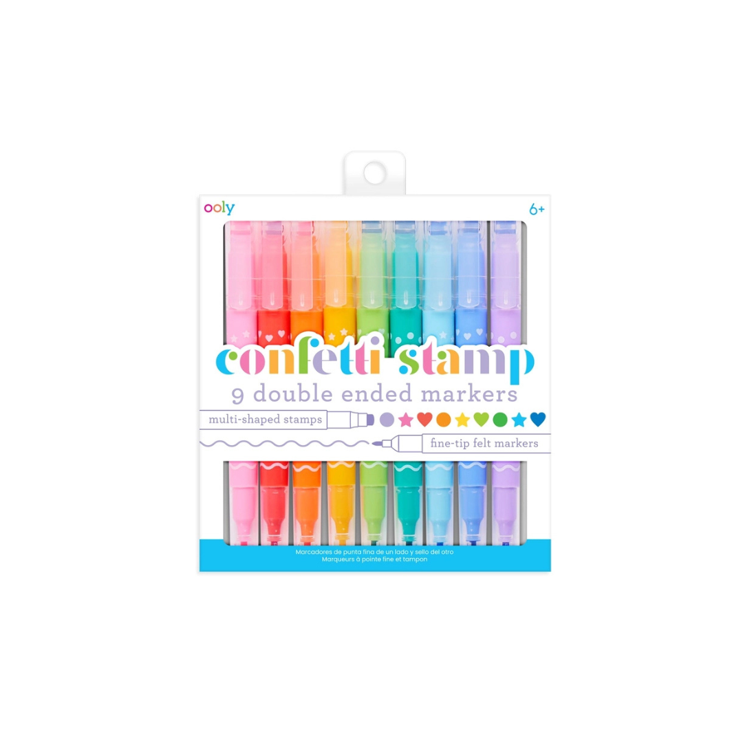 Confetti Stamp Double-Ended Markers  9pcs