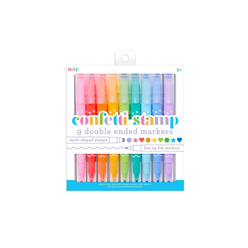 Confetti Stamp Double-Ended Markers  9pcs
