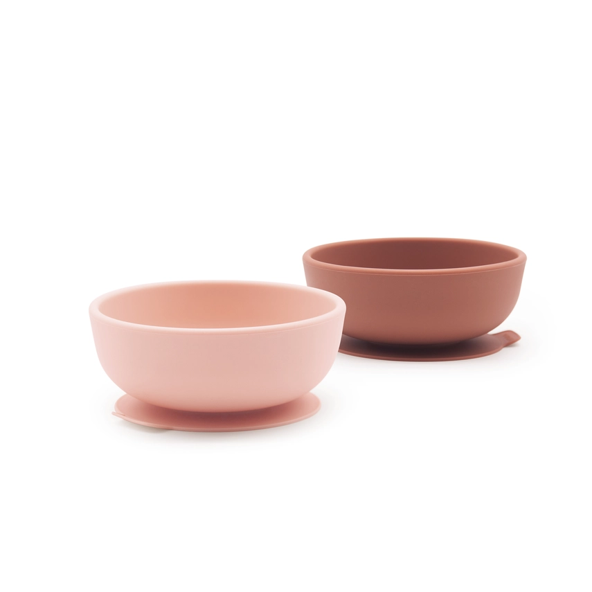 Silicone Suction Bowl Set - Blush / Terracotta