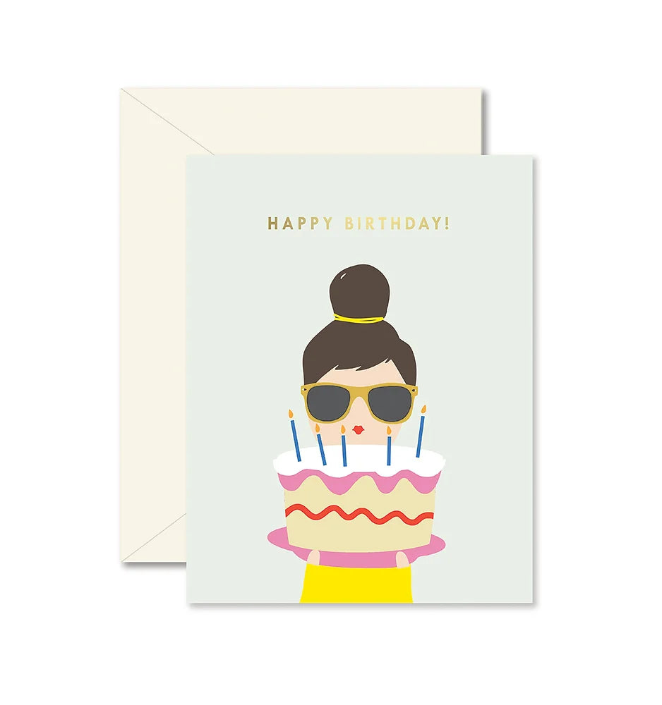 Birthday Cake Lady Greeting Card