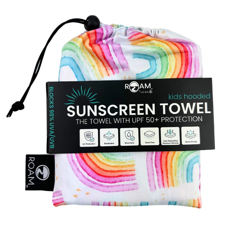 Kids UPF50+ Hooded Sunscreen Towel (Rainbows)