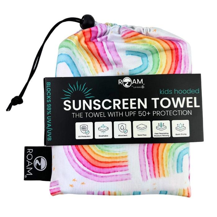 Kids UPF50+ Hooded Sunscreen Towel (Rainbows)
