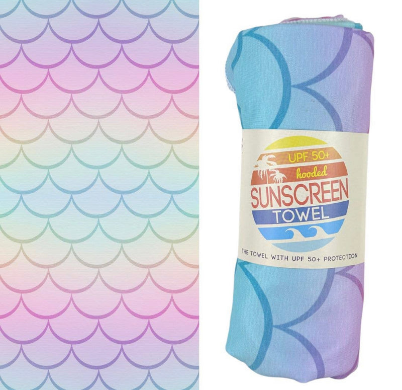 Kids UPF50 Hooded Sunscreen Towel (Mermaid Scale)
