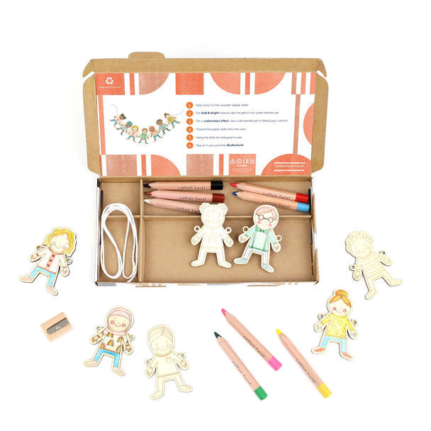 Wooden 'Paper Dolls' Garland Craft Kit