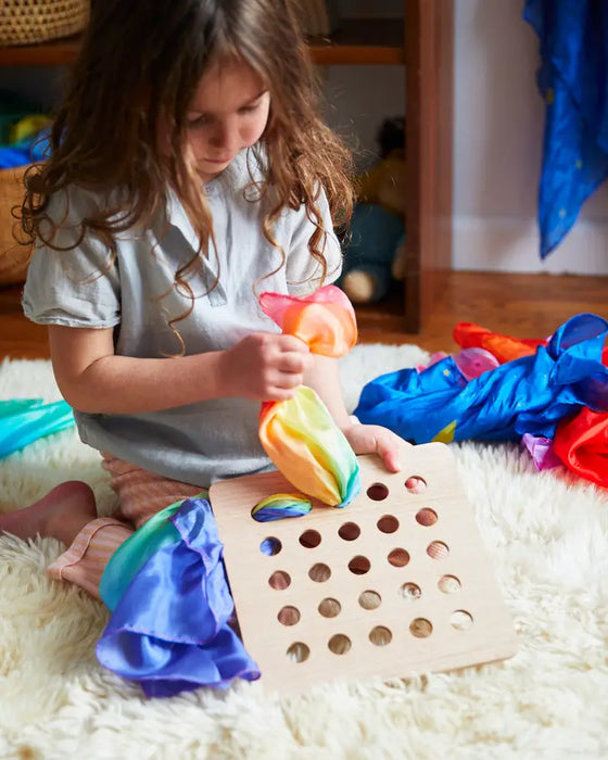 Wooden Weaving Board - Natural Waldorf Toy for Playsilks